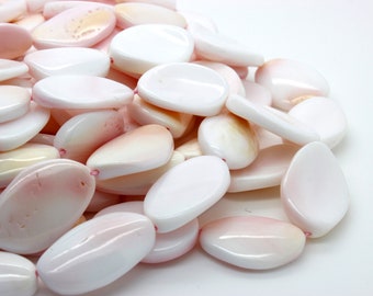 AA Queen Conch Shell, Natural Queen Conch Shell Flat Rough Oval Assorted Size Smooth Looe Gemstone Beads - PGS199