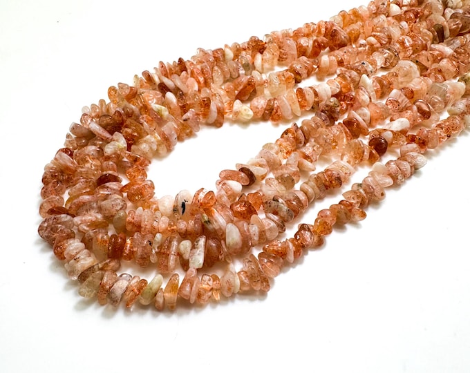 Natural SunStone Golden SunStone Small Chips Pebble Nugget Gemstone Beads - PGS107