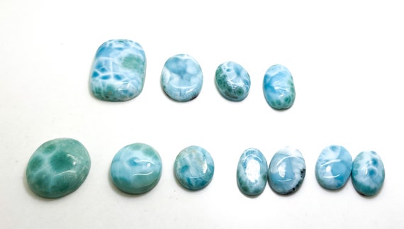 Natural Dominican Larimar Cabochon - Chips Rock Smooth Stone Gemstone Round Rectangle Oval Beads for Ring Necklace Pendant Jewelry - PGL42F