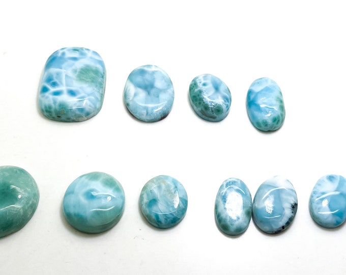 Natural Dominican Larimar Cabochon - Chips Rock Smooth Stone Gemstone Round Rectangle Oval Beads for Ring Necklace Pendant Jewelry - PGL42F