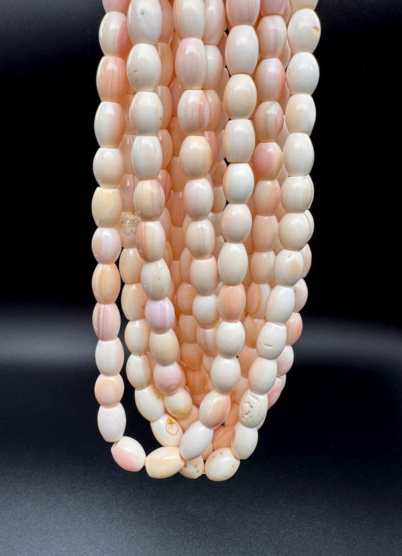 Natural Queen Conch Shell Oval Beads Genuine Pink Shell Gemstone Smooth Barrel Oval Beads Beach Jewelry Making Supplies QC6