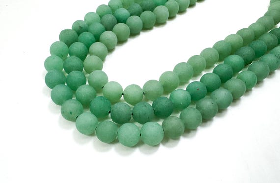 Natural Green Aventurine Gemstone Beads, Frosted Green Aventurine Round Beads – Soft Matte Finish - (6mm 8mm 10mm) - PG135
