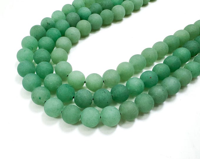 Natural Green Aventurine Gemstone Beads, Frosted Green Aventurine Round Beads – Soft Matte Finish - (6mm 8mm 10mm) - PG135