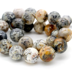 Dendritic Opal Beads, Natural Dendritic Opal Smooth Polished Round Sphere Ball Gemstone Beads - RN102