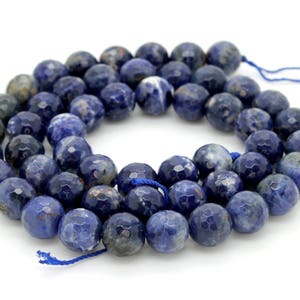 Natural Sodalite Beads, Blue Sodalite Faceted Round Sphere Ball Gemstone Beads PGP13 image 4