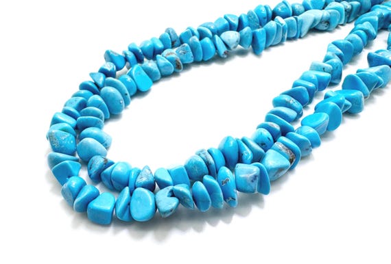 Genuine Natural Sky Blue Arizona Kingman Turquoise Pebble Freeform Nugget Gemstone Beads - PGS372