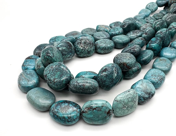 Natural Hubei Turquoise Flat Oval Beads Genuine 12mm x 17mm Polished Gemstone Deep Teal & Forest Green Turquoise High-Grade Jewelry Supply