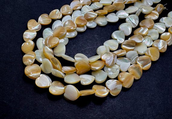 Heart-Shaped Mother of Pearl Beads: Iridescent Cream Beige Shell Beads