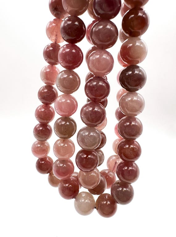 Natural Madagascar Rose Quartz Round Beads Genuine Deep Pink Quartz Smooth Spheres Grade AAA Lavender Rose Stone Strands for Jewelry RN215