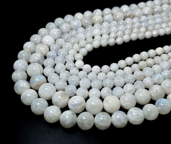 Natural Moonstone , High Quality AAA Moonstone Smooth Polished Round Sphere Gemstone Beads - PG02