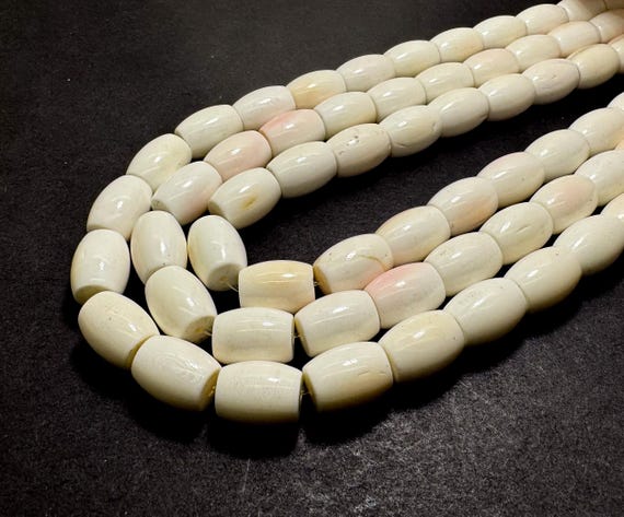 AA Queen Conch Shell, Natural Queen Conch White Light Pink Shell Barrel Cylinder Tube Smooth Gemstone Beads - QC-1