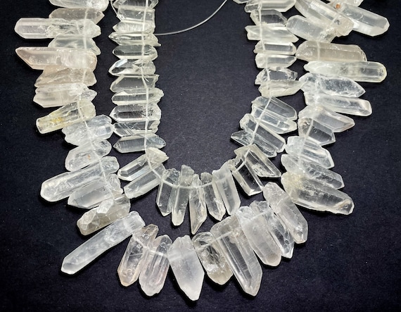 Rough Clear Quartz Crystal Natural Gemstone Stick Teeth Chips Nugget Loose Beads - PG86