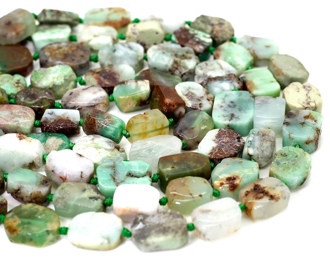 Natural Chrysoprase Flat Polygon Nugget Rectangle Smooth Loose Gemstone Beads - PGS303