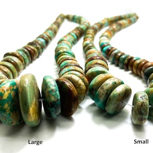 Natural Turquoise Beads, Polished Smooth Rondelle Flat Nugget Chip Turquoise Beads Assorted Size PGS86 image 5