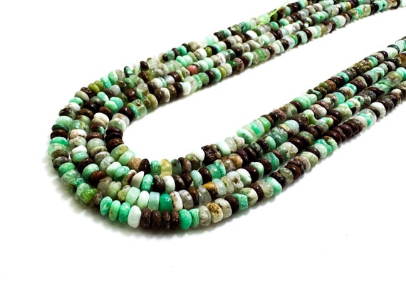 Green Moss Opal Beads: Polished Rondelle Gemstone, 2mm x 4mm