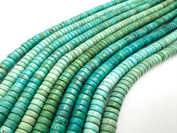 Natural Arizona Turquoise Smooth Heishi Beads Genuine Untreated Blue Green Matrix Gemstone for Jewelry Making - PG198