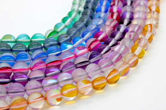 Quartz Gemstone Beads, 8mm Quartz Transparent Smooth Polished Round Sphere Ball Natural Gemstone Beads -  green brown yellow blue) RN100