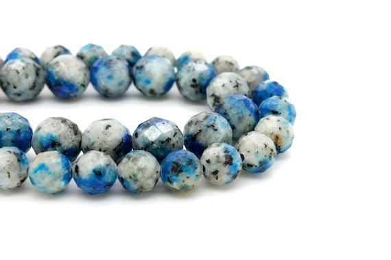 Natural K2 Stone Beads 6mm 8mm 10mm Round K2 Granite Azurite Beads Blue White Gemstone Beads Jewelry Making Supplies - RNF94