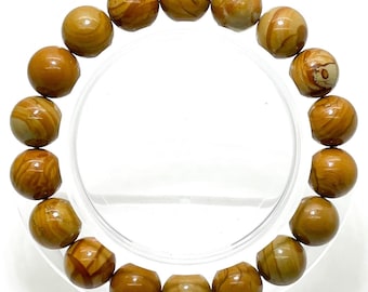 Bamboo Jasper Smooth Round Gemstone Beads Size 6mm 8mm 10mm Handmade Beaded Stretch Bracelet PGB150