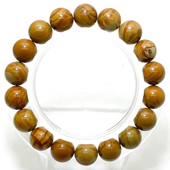 Bamboo Jasper Smooth Round Gemstone Beads Size 6mm 8mm 10mm Handmade Beaded Stretch Bracelet PGB150