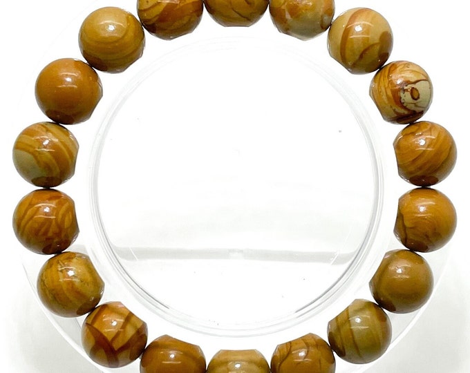 Bamboo Jasper Smooth Round Gemstone Beads Size 6mm 8mm 10mm Handmade Beaded Stretch Bracelet PGB150