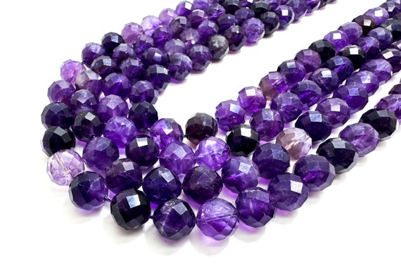 Faceted Amethyst Beads: Natural Purple Gemstone, 4-10mm