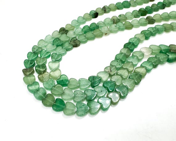 Green Fluorite Heart Beads: Natural Gemstone Jewelry Making Supplies (6mm, 2mm Thick)