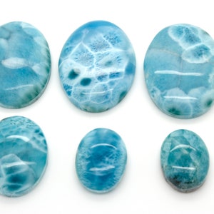 Natürliche Dominikanische Larimar Rock Edelstein Runde Oval Flache Perlen für Anhänger Klasse AAA