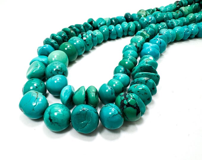 Natural Blue Arizona Kingman Turquoise Gemstone Beads, Nugget Chips, 7mm~15mm Assorted Size, - PGS94C