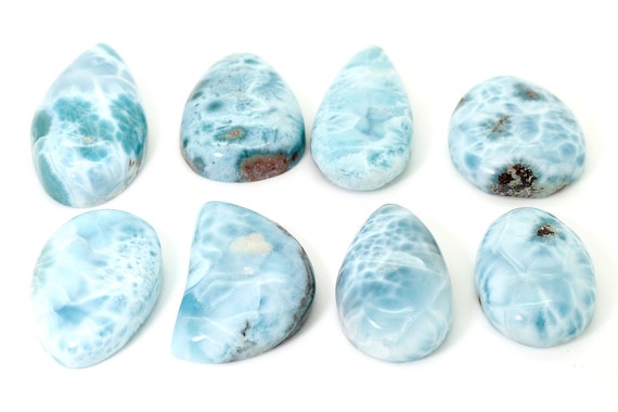 Natural Dominican Larimar Cabochon - Chips Rock Stone Gemstone Tear Oval Shape Beads for Ring Necklace Pendant Jewelry - PGL82