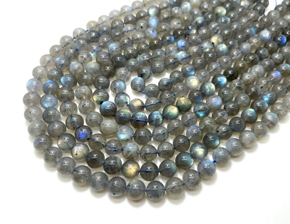 Natural Labradorite Gemstone Beads – Gray with Flash – 4mm, 6mm, 8mm, 10mm – Round Polished AAA Quality - PG07