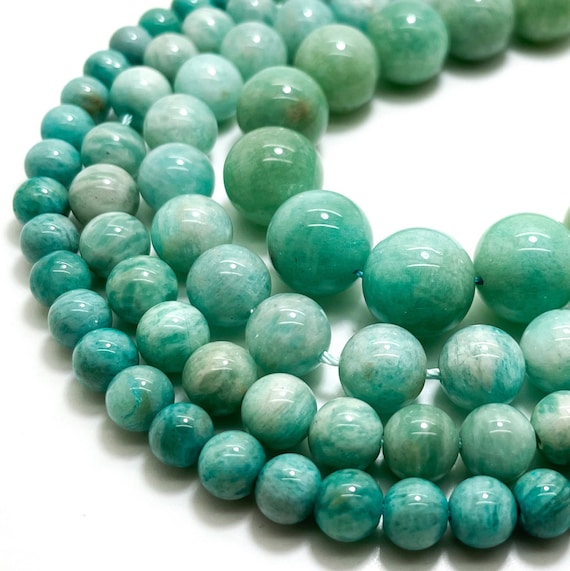 Amazonite Gemstone Beads, Natural Green Amazonite Smooth Round Sphere Gemstone Beads (4mm 6mm 8mm 10mm 12mm) - PG22