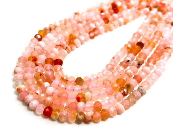 Natural Cherry Fire Quartz Faceted Rondelle 4mm x 5mm Gemstone Beads - RDF33