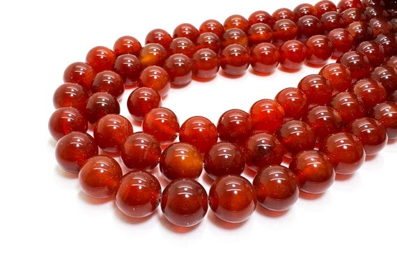 Carnelian Round Beads Strand – Natural Red Orange Gemstone Beads for Jewelry Making Healing Crystals, Energy Stones - PG287
