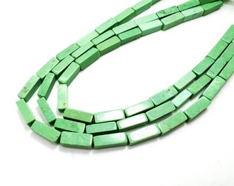 Green Howlite Rectangle Tube Stick Bricks Gemstone Beads 4mm x 4mm x 13mm - PGS210