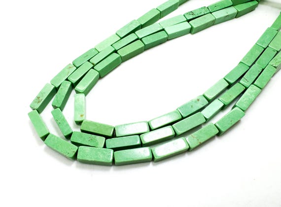 Green Howlite Rectangle Tube Stick Bricks Gemstone Beads 4mm x 4mm x 13mm - PGS210