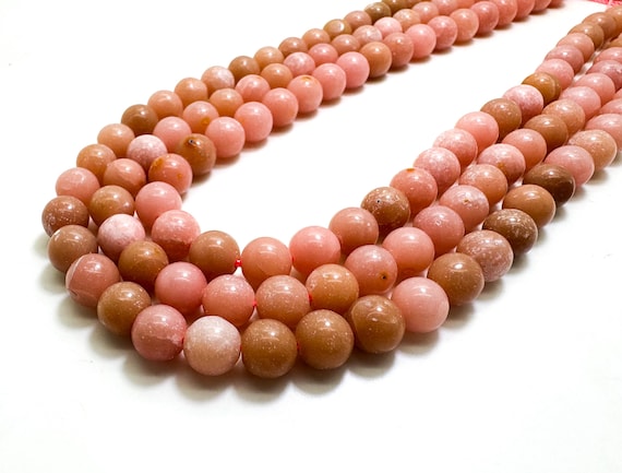 Pink Opal Beads, Natural Pink Opal Smooth Round Ball Sphere Natural Loose Gemstone Beads - PG145