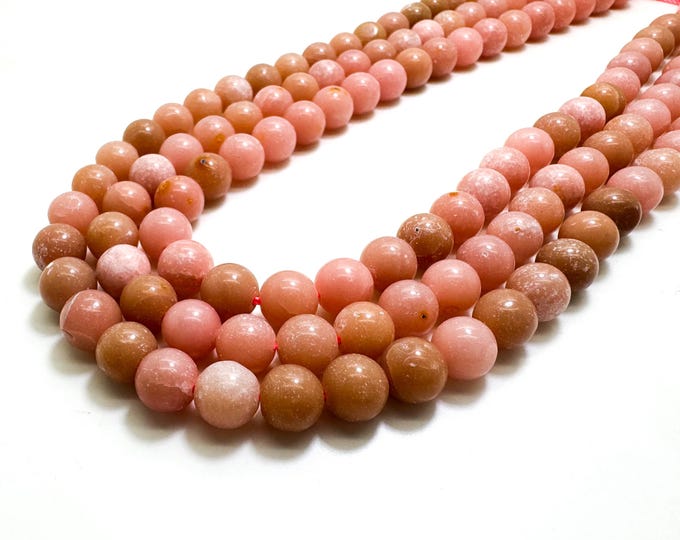 Pink Opal Beads, Natural Pink Opal Smooth Round Ball Sphere Natural Loose Gemstone Beads - PG145