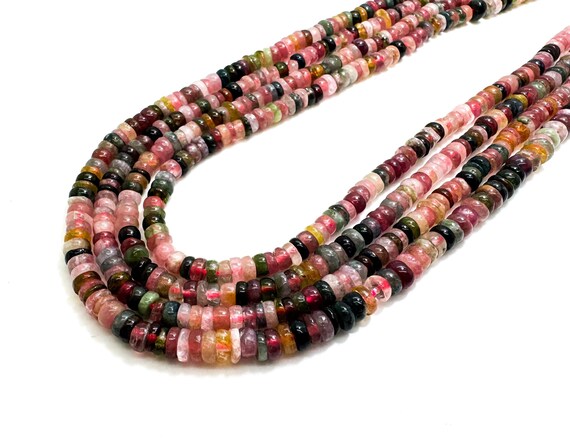 AAA Rainbow Tourmaline Beads: Multi-Color Rondelle Gemstone Strand