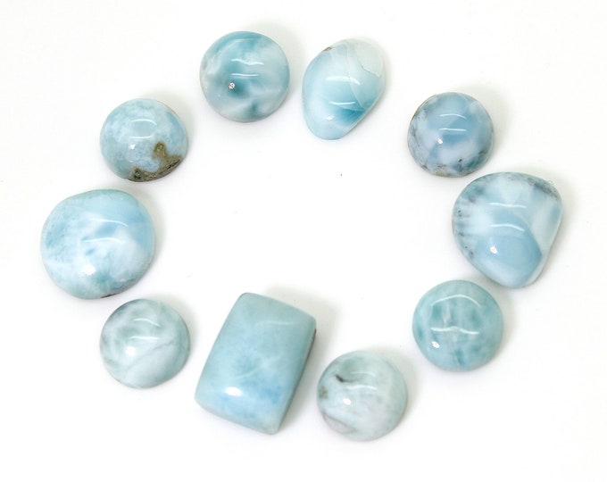 Natural Larimar Cabochon - 10 pcs Chips Rock Stone Gemstone Variety Tear Drop Shape Beads for Ring Necklace Pendant Jewelry Making - PGL48