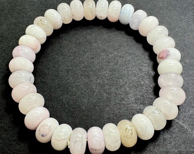 White Light Purple Jade 10mm Rondelle Gemstone Beads Stretch Elastic Cord Handmade Beaded Bracelet Accessories - PGBRD20