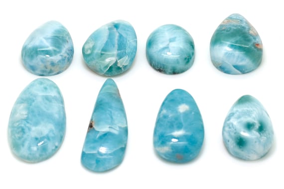 Natural Dominican Larimar Cabochon - Chips Rock Smooth Stone Gemstone Pear Tear Oval Round Beads for Ring Necklace Pendant Jewelry - PGL93