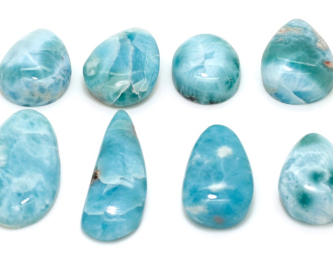 Natural Dominican Larimar Cabochon - Chips Rock Smooth Stone Gemstone Pear Tear Oval Round Beads for Ring Necklace Pendant Jewelry - PGL93