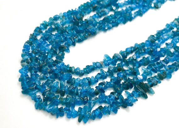Natural Apatite Chips, Blue Apatite Pebble Chips Small Nugget Assorted Size Gemstone Beads - PGS112