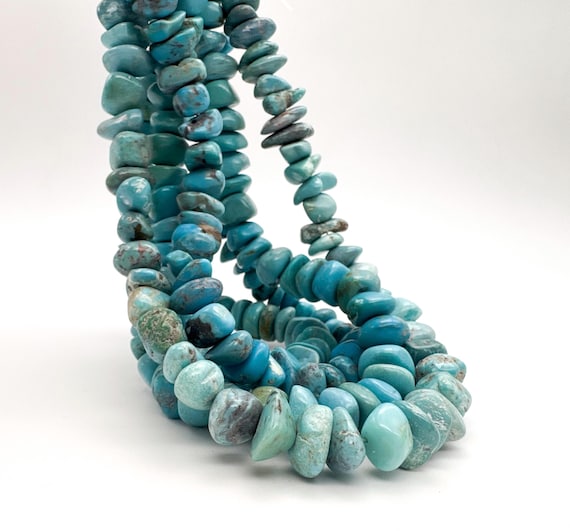 Natural Blue Arizona Kingman Turquoise Rondelle Freeform Nugget Gemstone Beads - PGS372