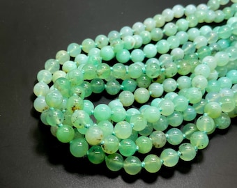 Natural AAA Chrysoprase Necklace, Green Chrysoprase Polished Round 8mm Gemstone Beads Beaded Necklace Length 30.5"/17" - PG319