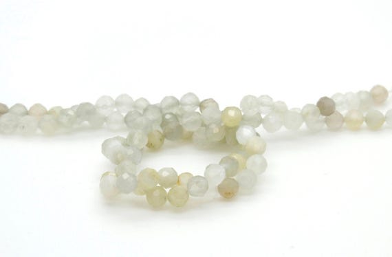 Moonstone Beads, Natural White Creamy Moonstone Round Faceted Ball Sphere Gemstone Beads - RNF32