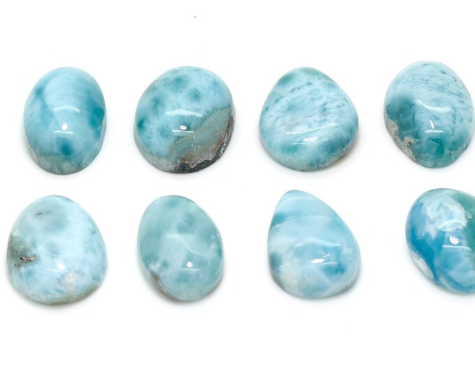 Natural Dominican Larimar Cabochon - Chips Rock Smooth Stone Gemstone Pear Tear Oval Beads for Ring Necklace Pendant Jewelry - PGL90