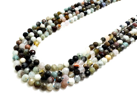 Natural Multi Color Amazonite Faceted Round 4mm Gemstone Beads - RNF21
