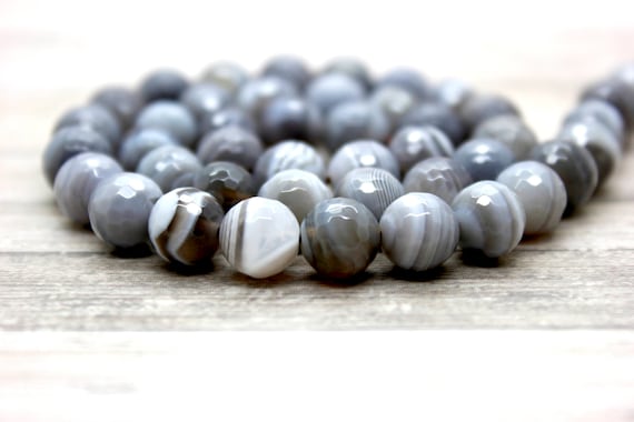 Faceted Botswana Agate Beads, Natural Round Gemstone (4mm 6mm 8mm 10mm)